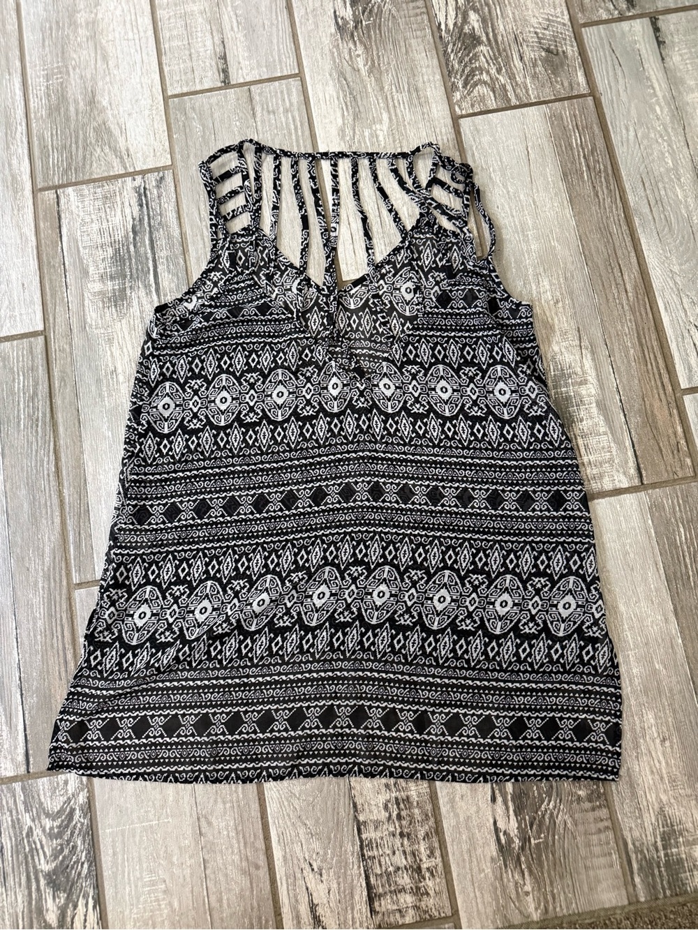 Black & White Printed Strappy Tank Top